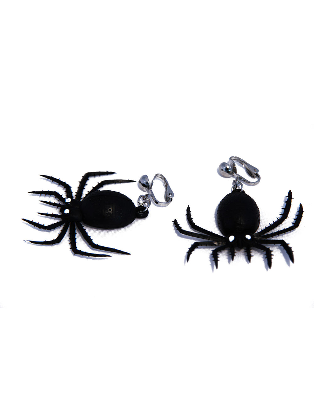Détail du système d'attache à clips des boucles d'oreilles araignées