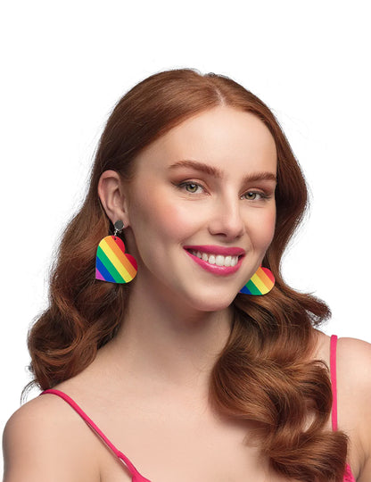 Cercei cu inimă curcubeu