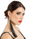Boucles d'oreilles franges noires 17 cm