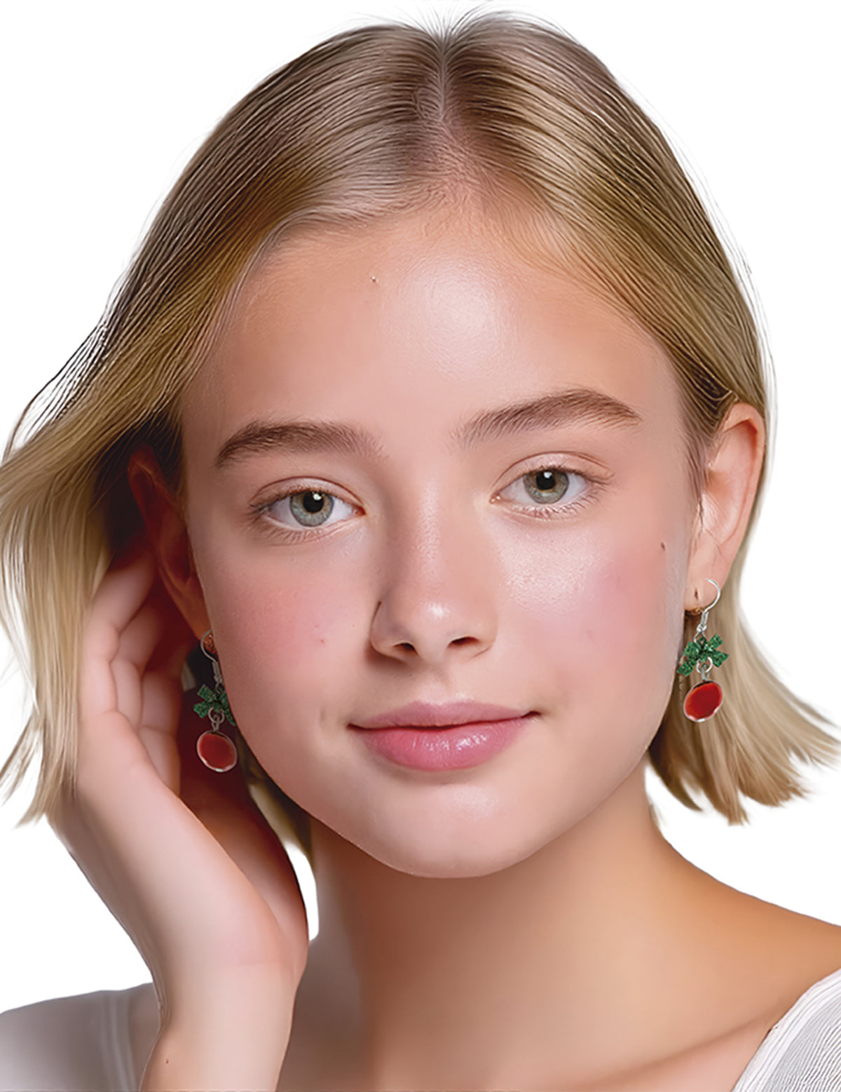 Boucles d'oreilles métalliques boules de Noël pour femme rouges et vertes