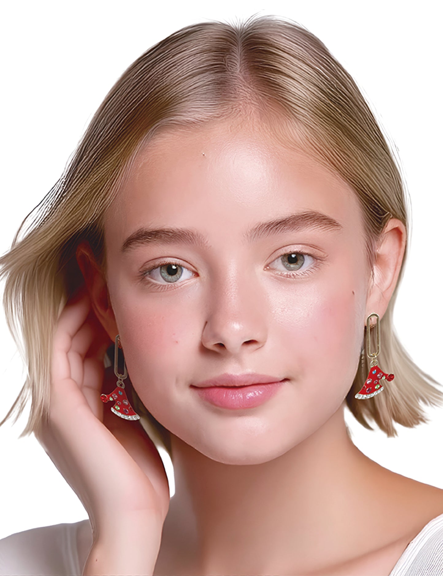 Cercei metalici cu pălărie de Crăciun