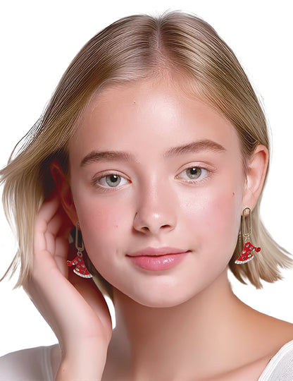 Cercei metalici cu pălărie de Crăciun