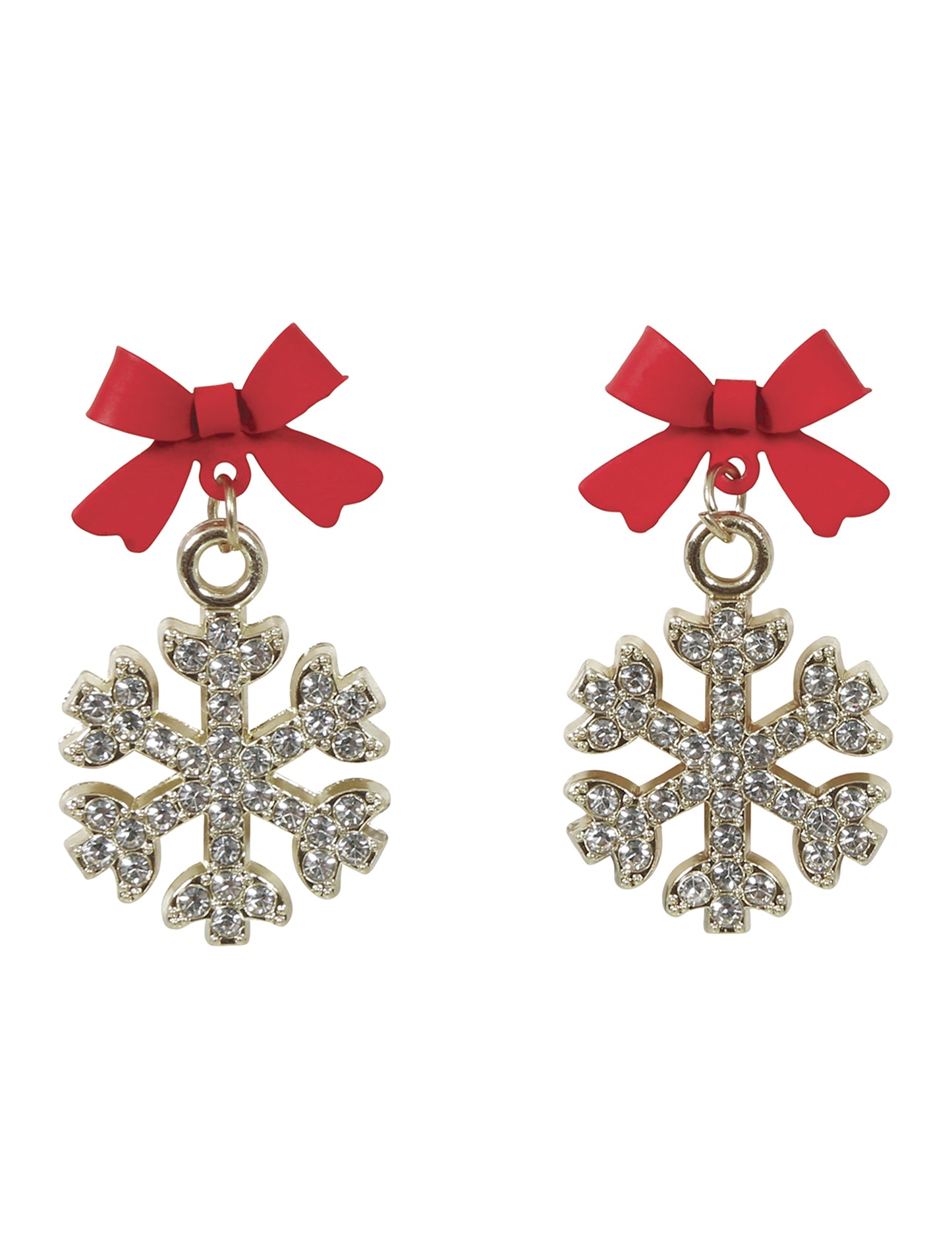 Cercei metalici cu fulgi de zăpadă strălucitori