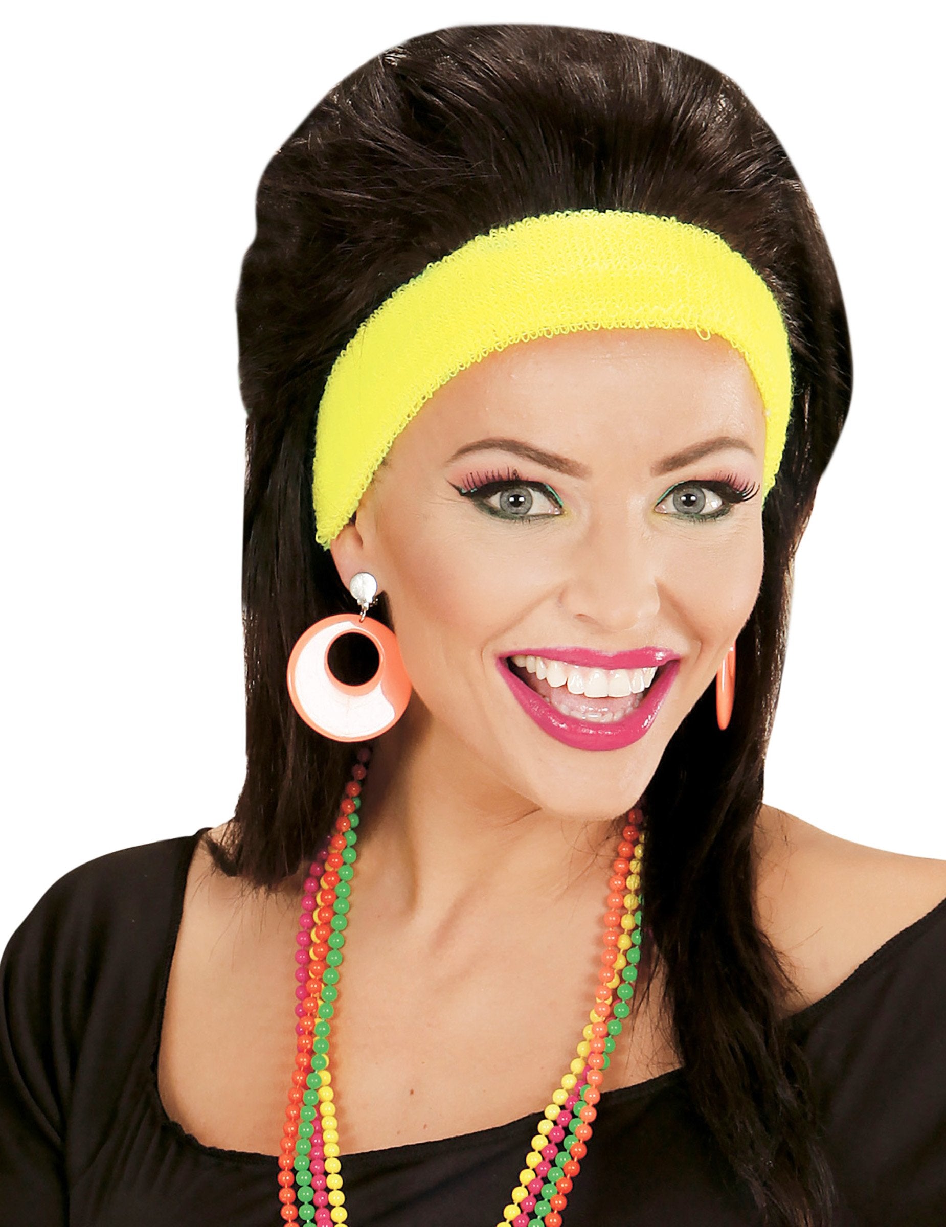 Gros plan sur les boucles d'oreilles orange fluo pour adulte de forme ovale