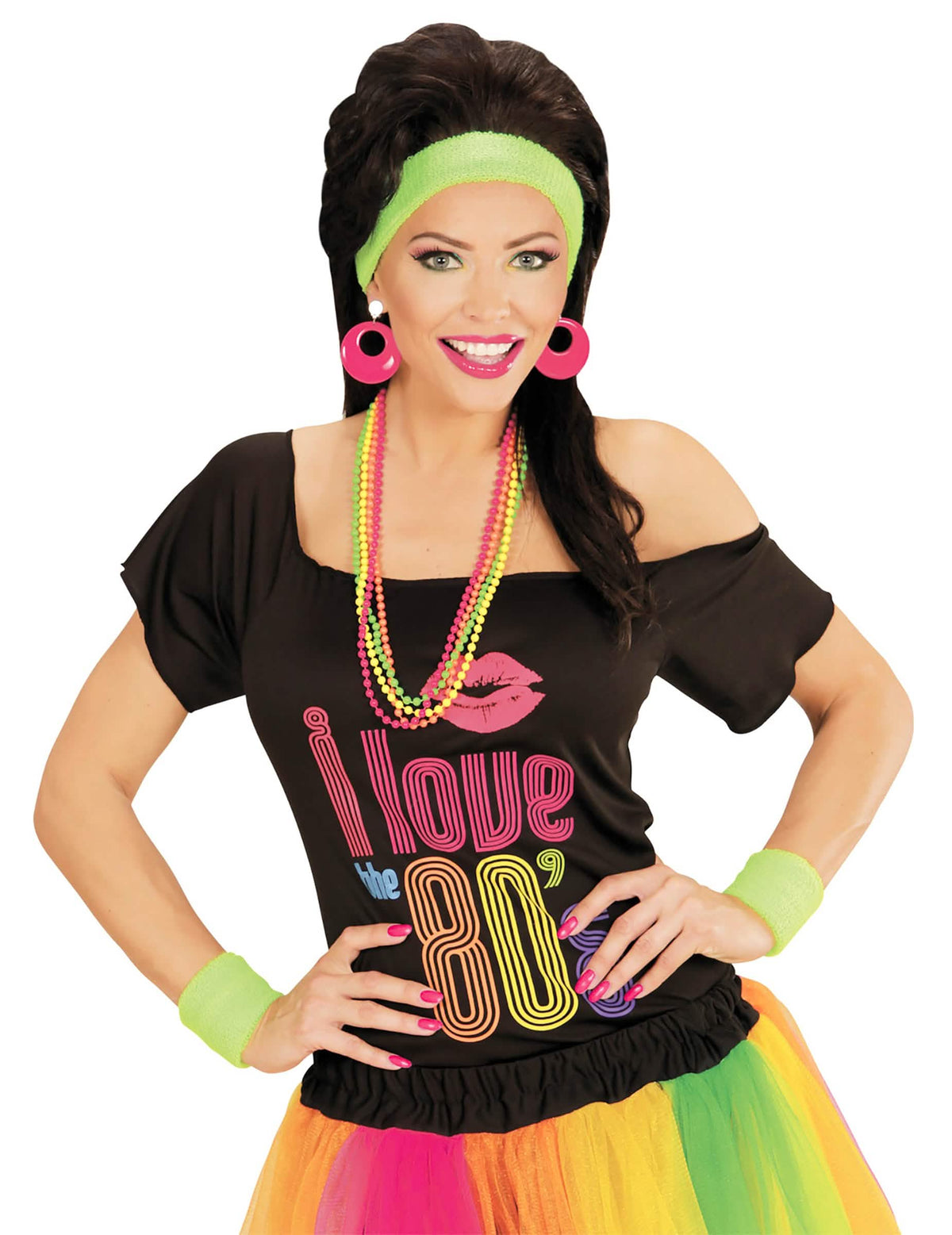 Imagine purtat cu cercei roz fluorescent pentru adult