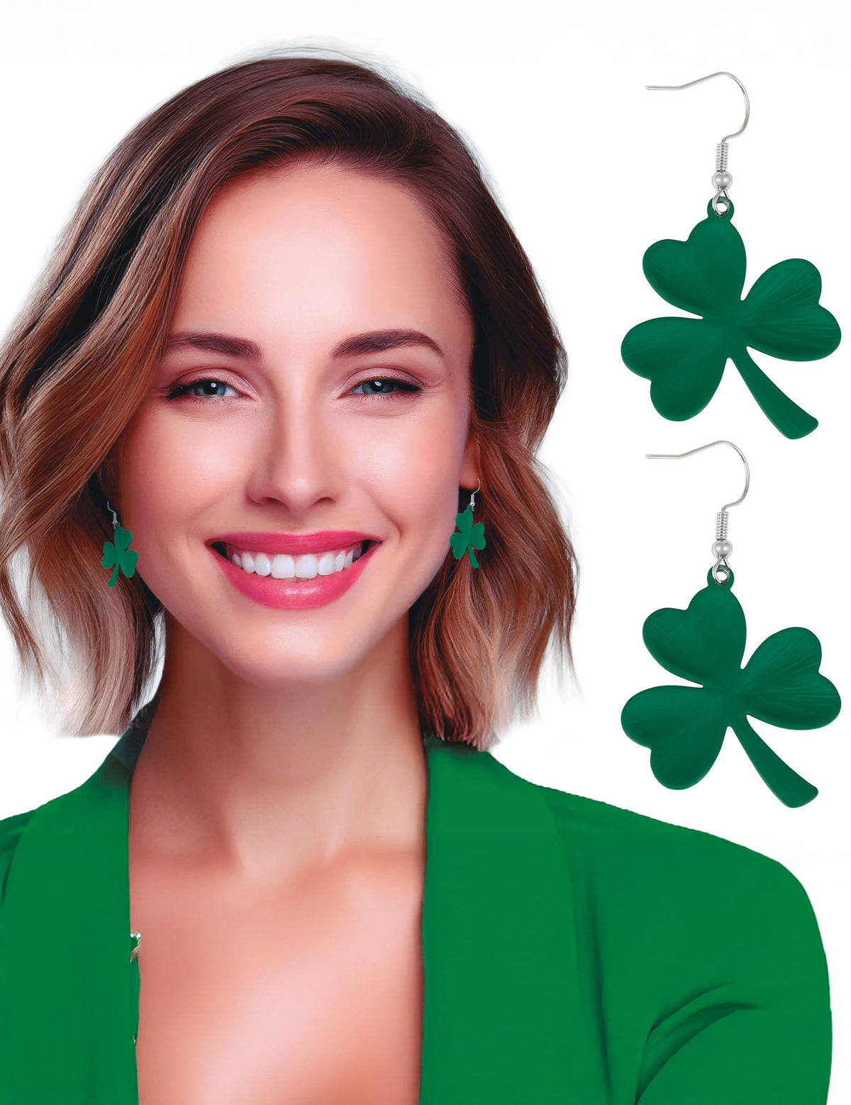 Boucles d'oreilles trèfles Saint Patrick pour femme vertes