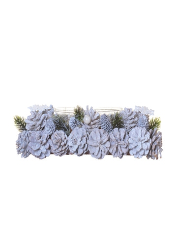 Piesă centrală: 2 suporturi de lumânări în formă de con de pin mat 30 cm Decorațiuni de Crăciun