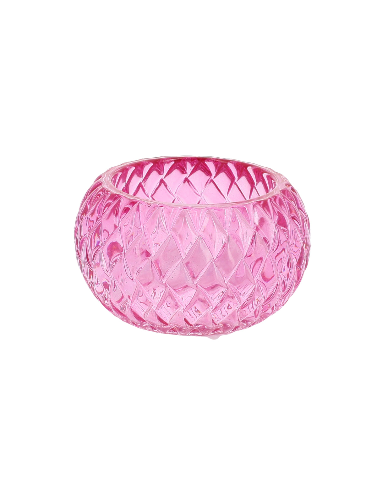 Suport de lumânare din cristal roz 7.5 x 4 cm
