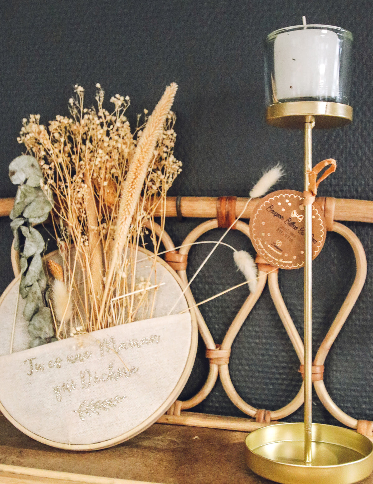 Mise en situation décorative du bougeoir sur pied mariage et noël