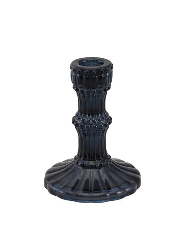 Suport de lumânare de sticlă neagră 12 cm