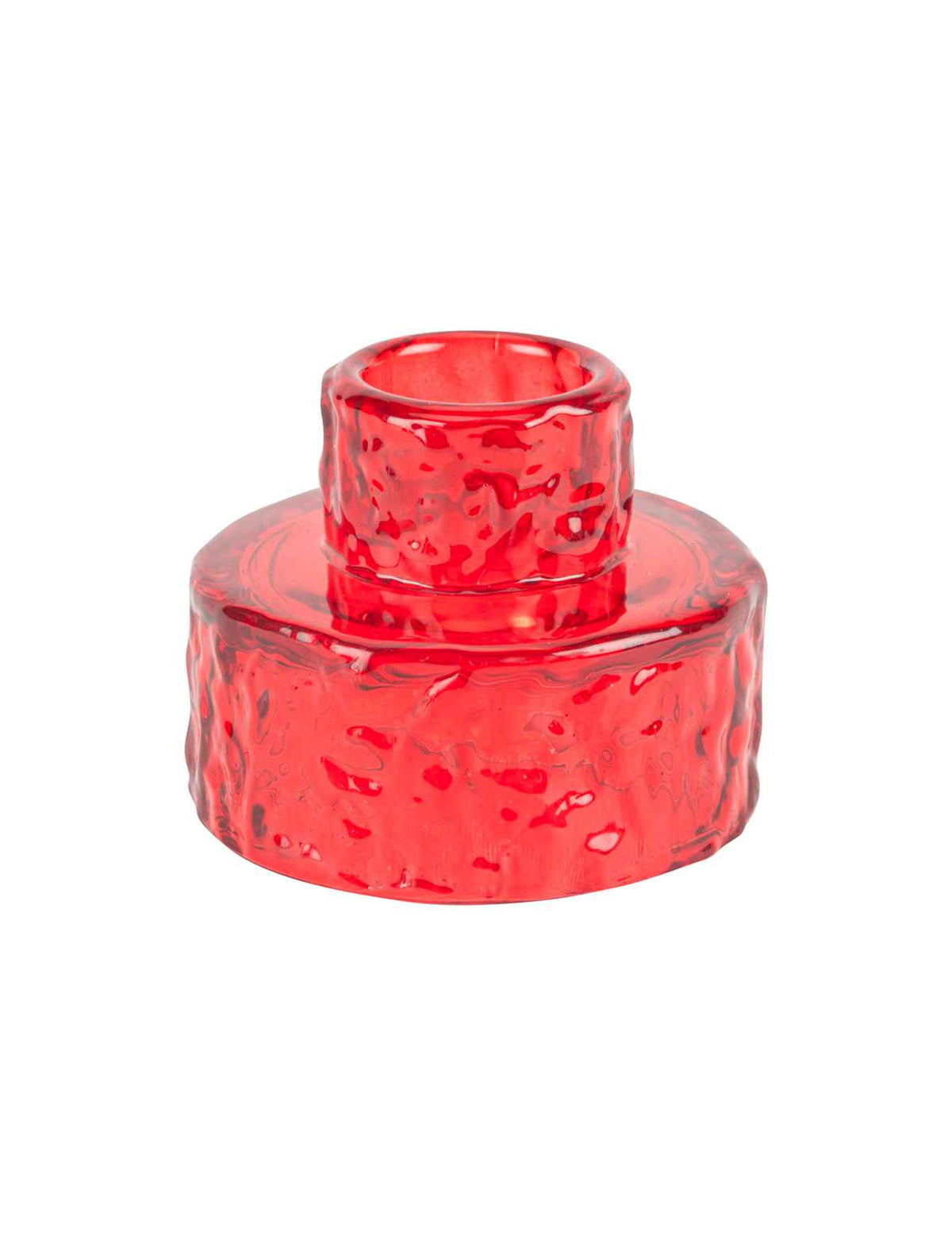 Bougeoir en verre rouge 6,5 x 5,3 cm