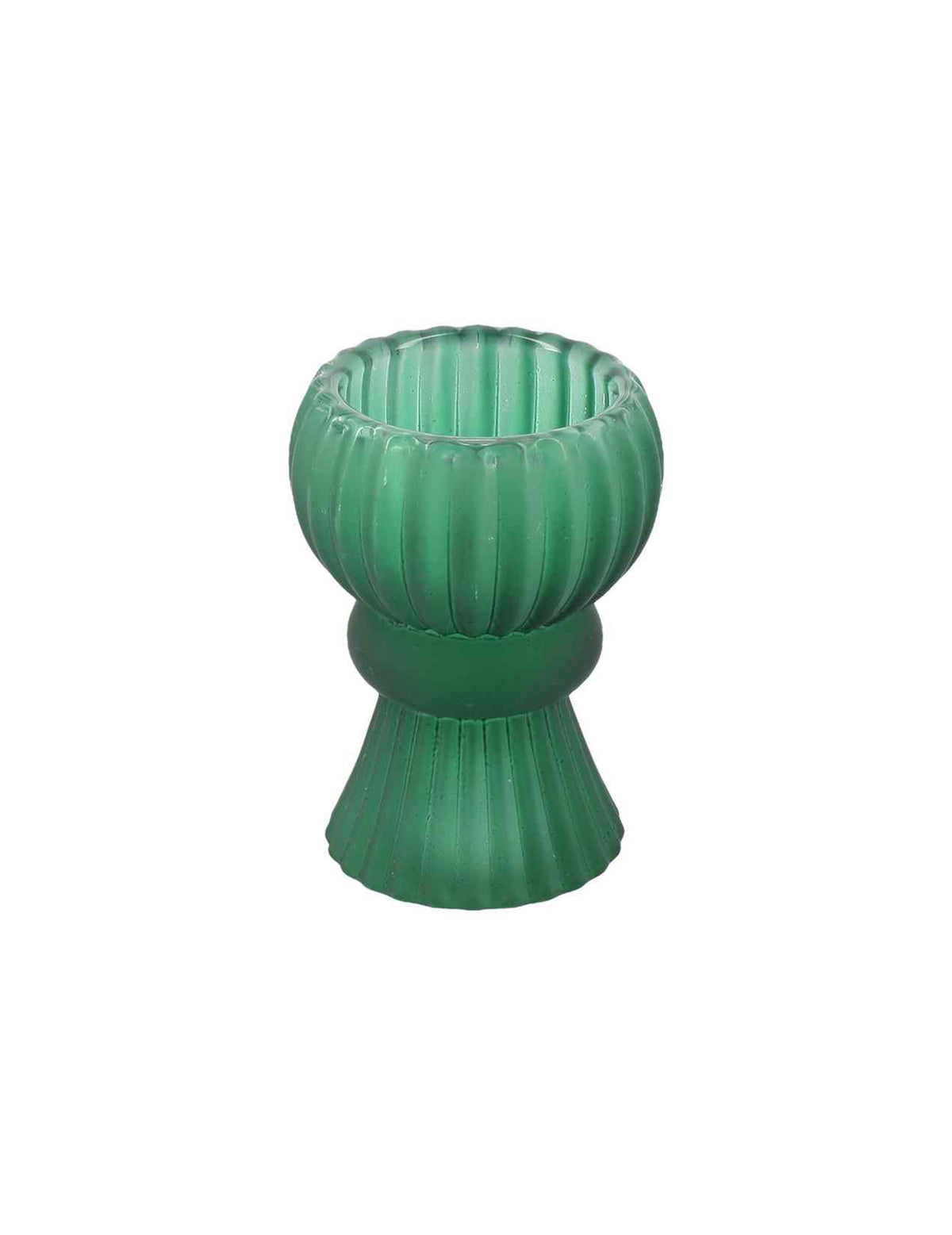 Bougeoir en verre vert foncé 5 x 8,5 cm