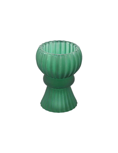 Sfeșnic din sticlă verde închis 5 x 8,5 cm