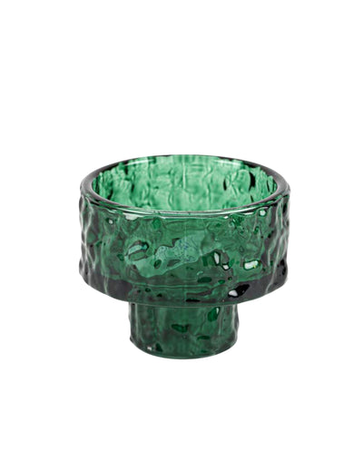 Suport de lumânare din sticlă verde închis 6,5 x 5,3 cm