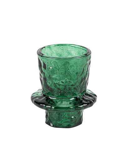 Suport pentru lumânări din sticlă verde închis 6 x 7 cm