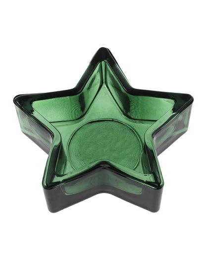 Bougeoir étoile en verre vert sapin 9 x 3 cm