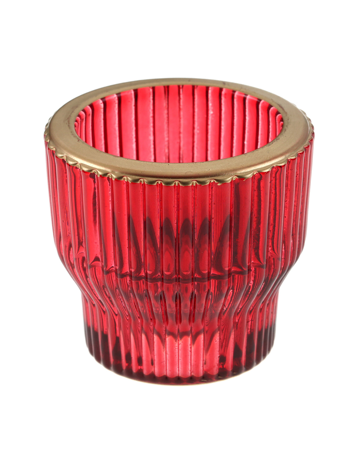 Bougeoir réversible conique en verre rouge 5,5 x 5 cm