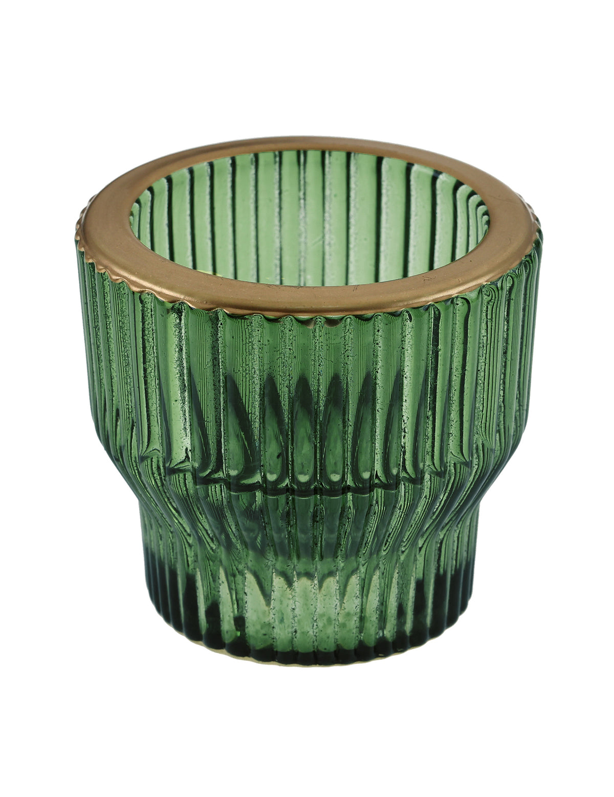 Bougeoir réversible conique en verre vert sapin 5,5 x 5 cm