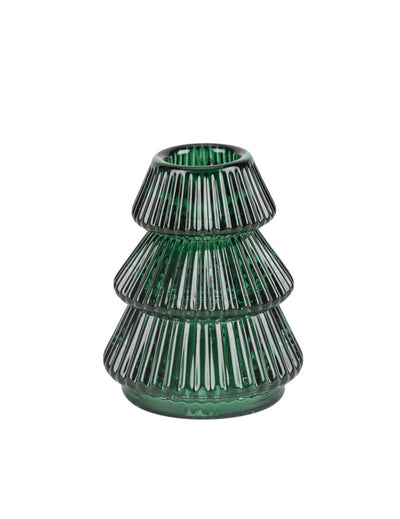 Sfeșnic brad din sticlă verde închis 6,3 x 8 cm