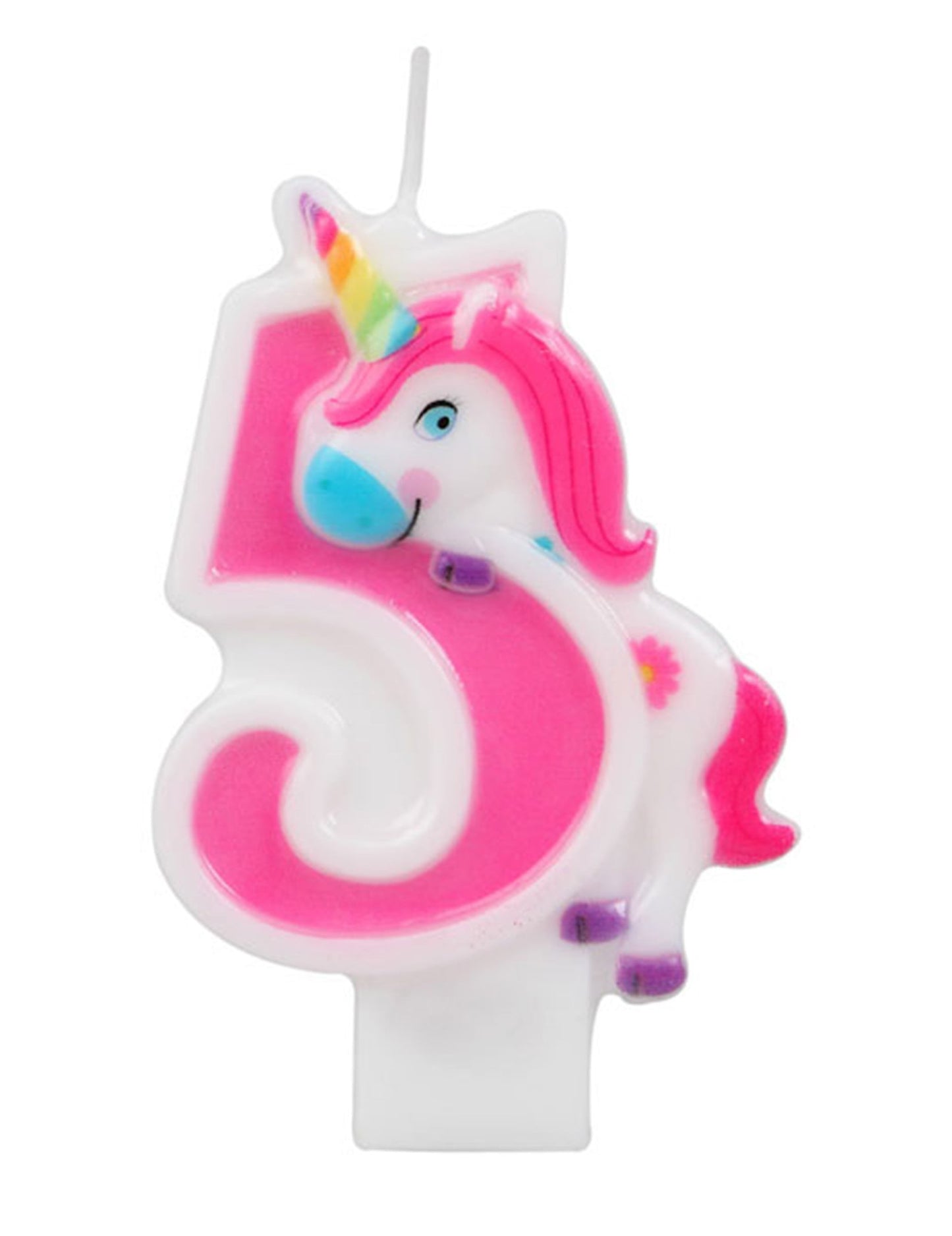 Chiffre 5 de la bougie chiffre licorne rose