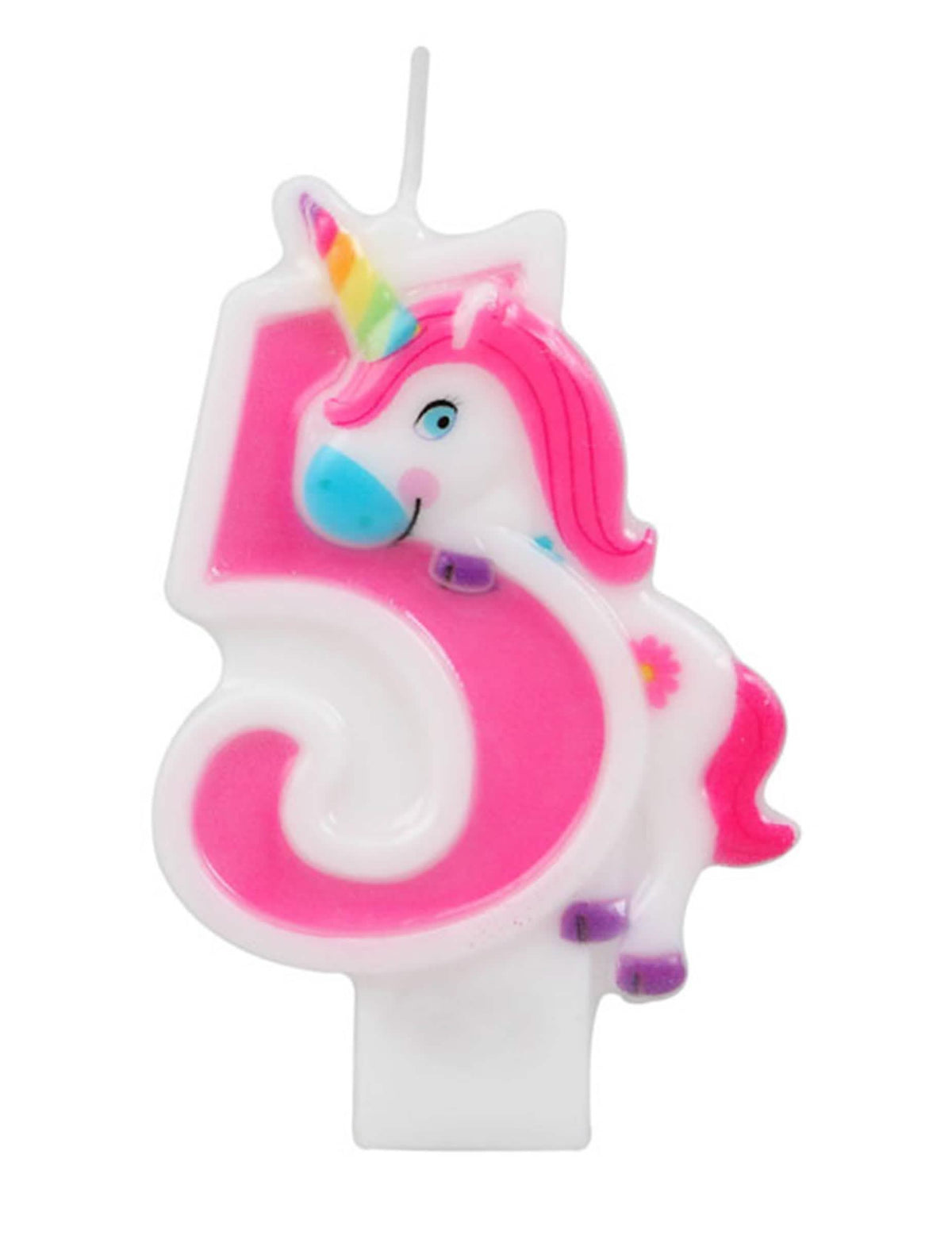 Cifra 5 de la lumânare cifră unicorni roz