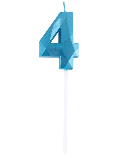 Lumânare cu număr albastru și efect de diamant 5 cm pentru ziua de naștere