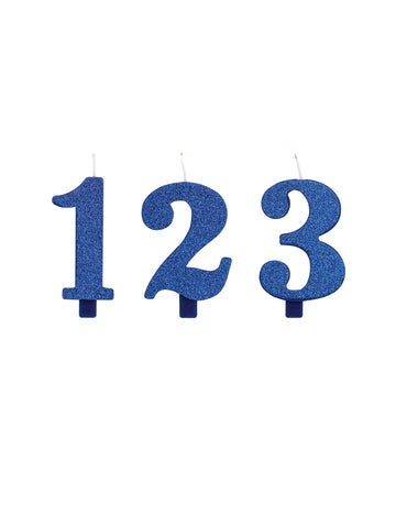 Bougie anniversaire chiffre bleue pailletée