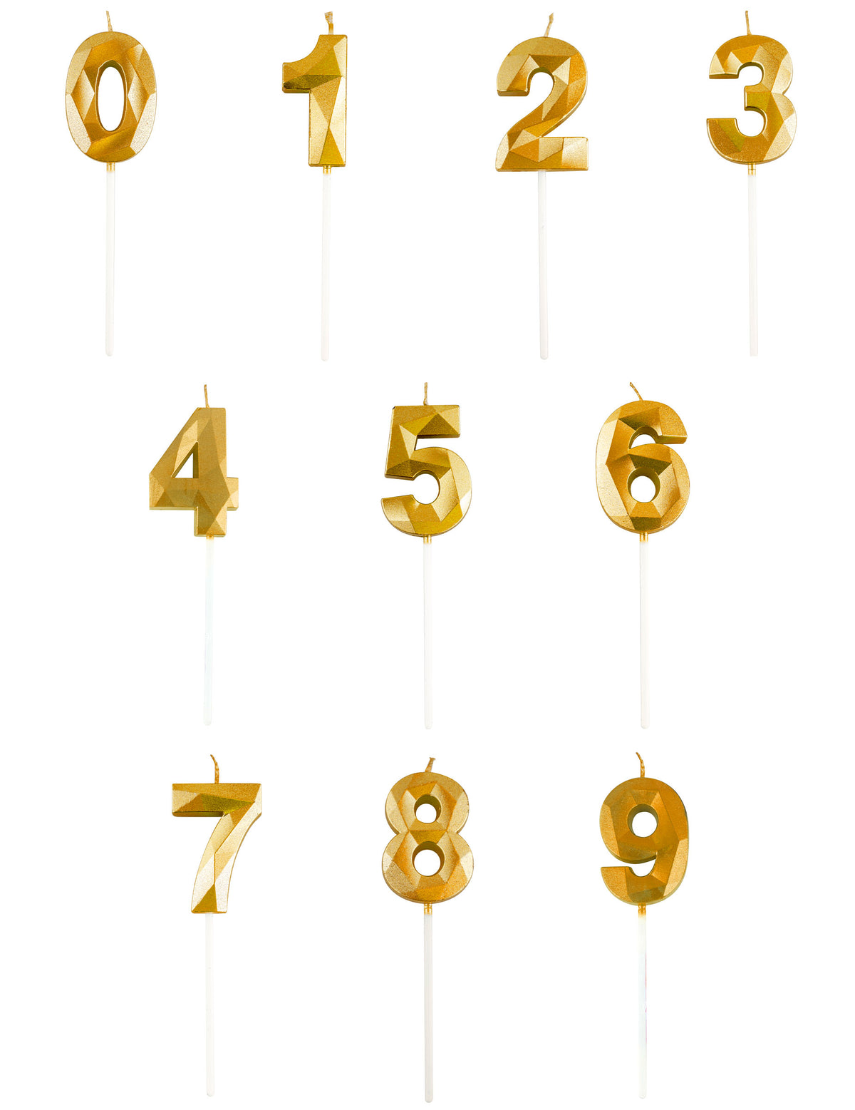 Bougie chiffre effet diamant pour anniversaire dorée