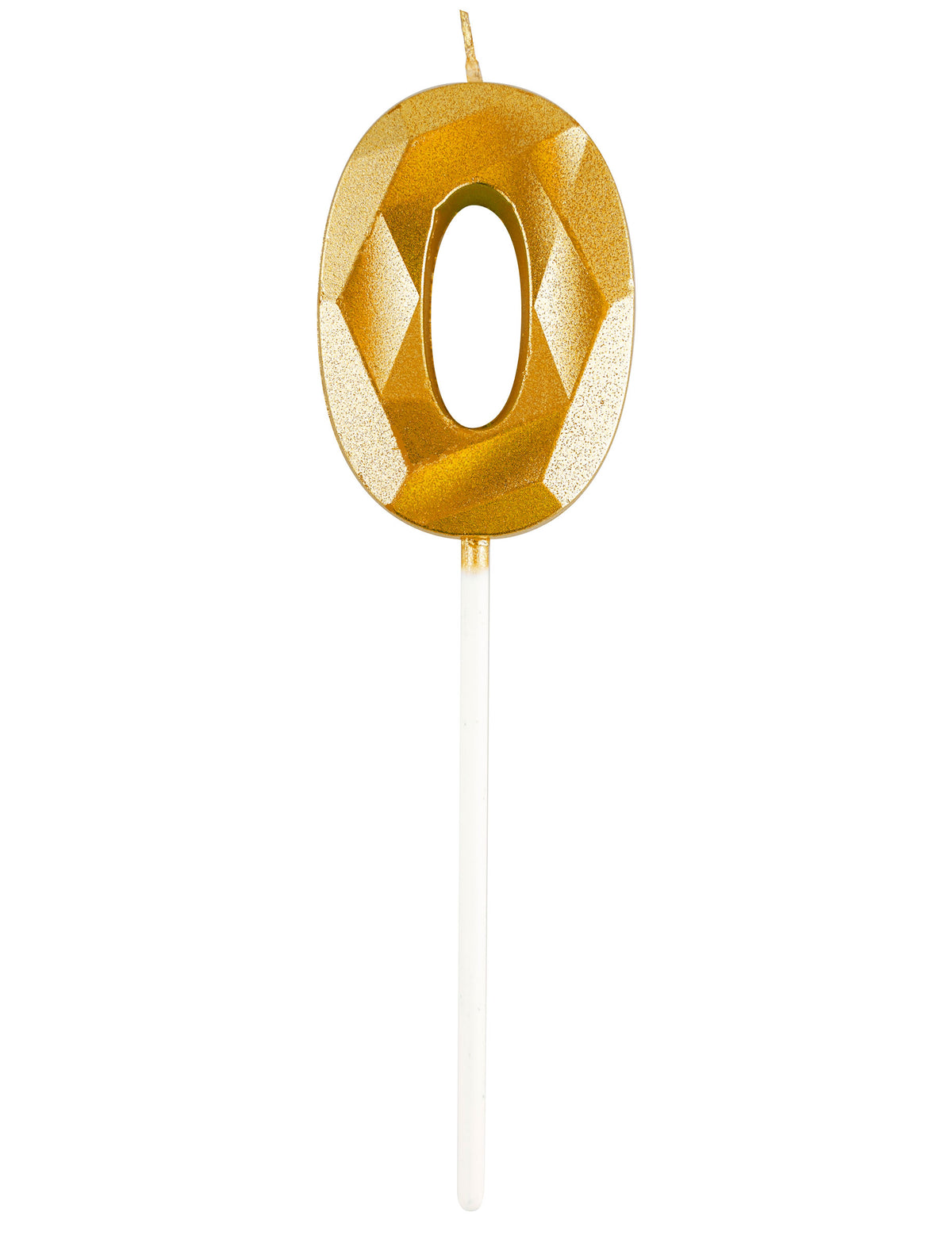 Détail du chiffre 0 de la bougie chiffre effet diamant pour anniversaire
