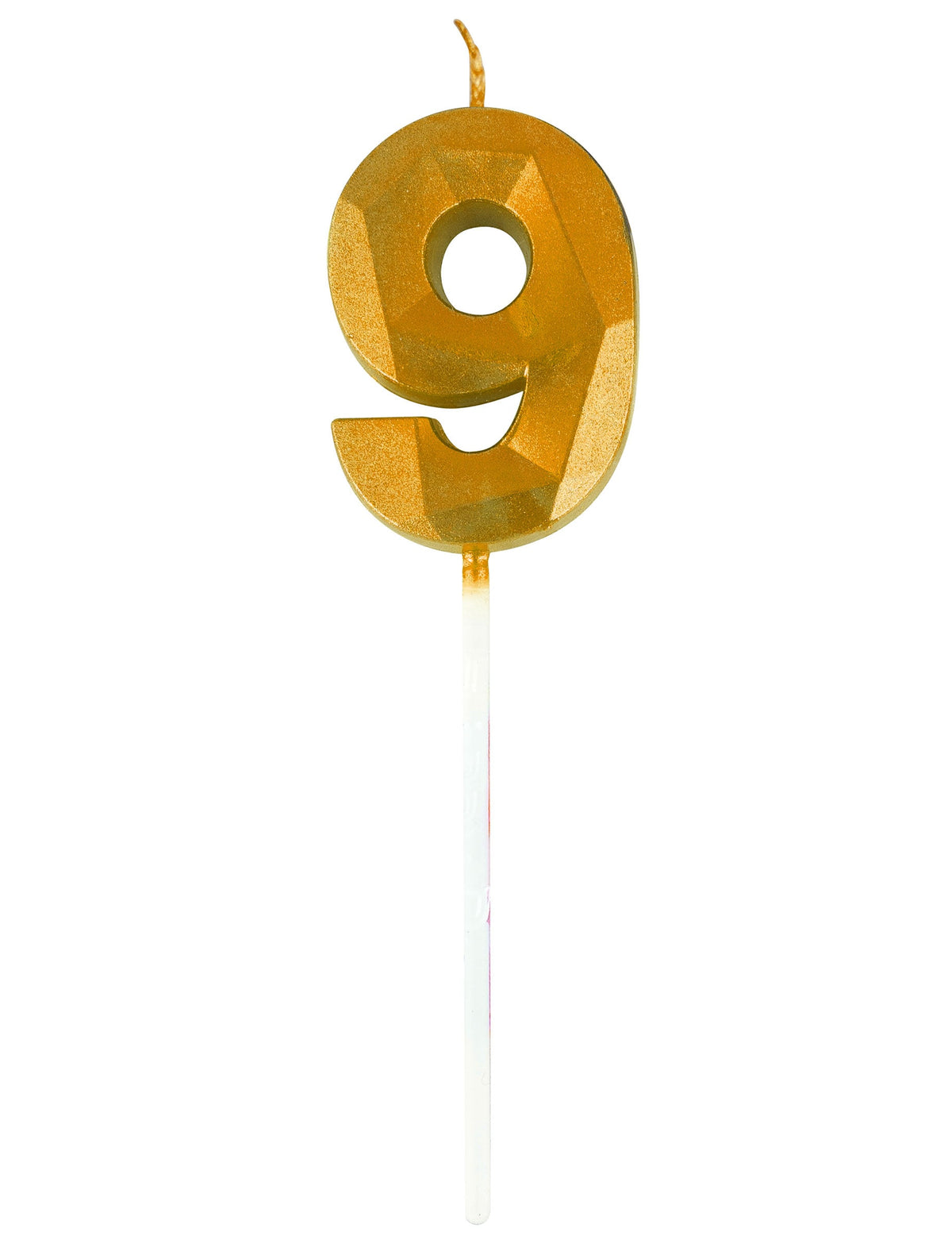 Détail du chiffre 9 de la bougie chiffre effet diamant pour anniversaire