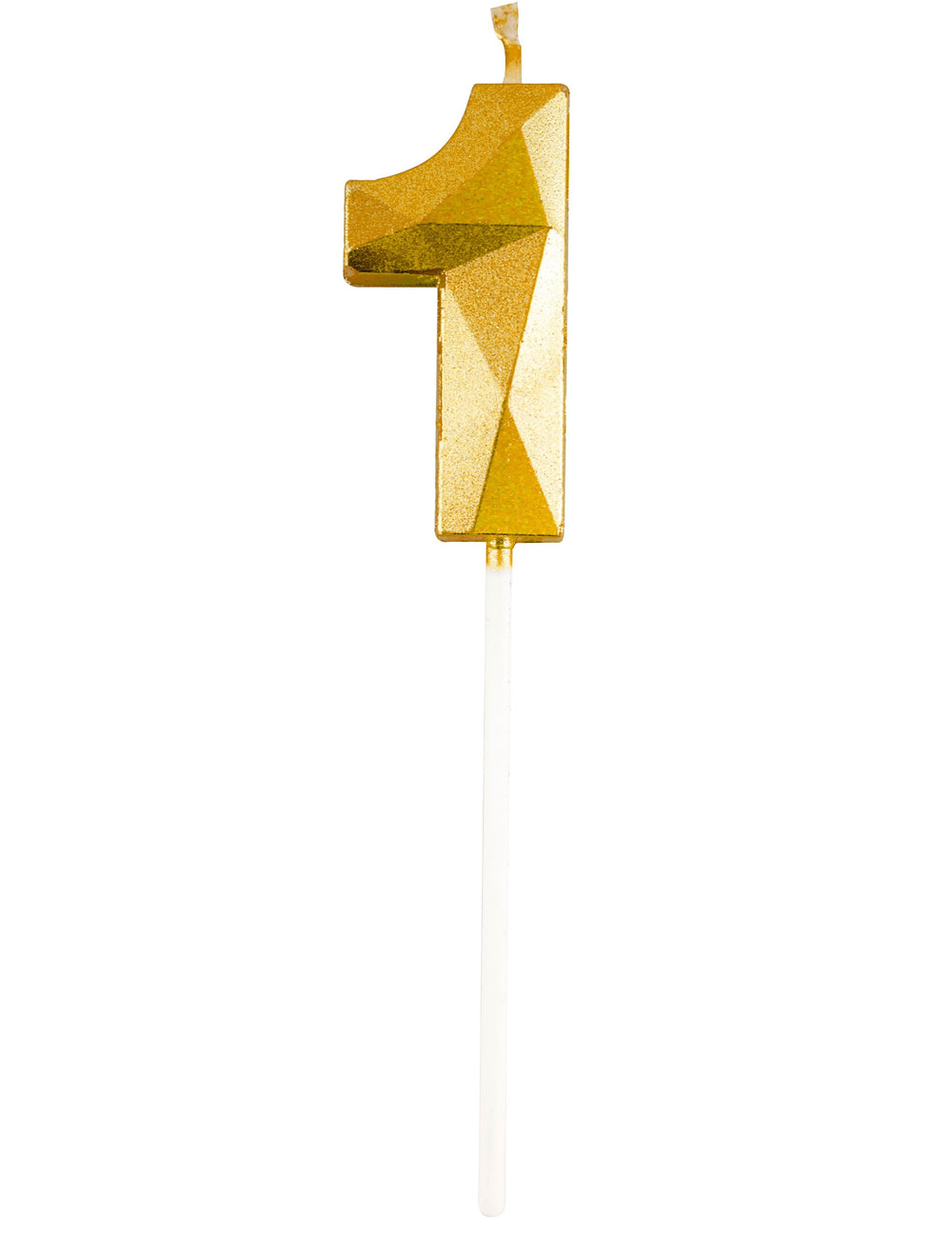 Détail du chiffre 1 de la bougie chiffre effet diamant pour anniversaire