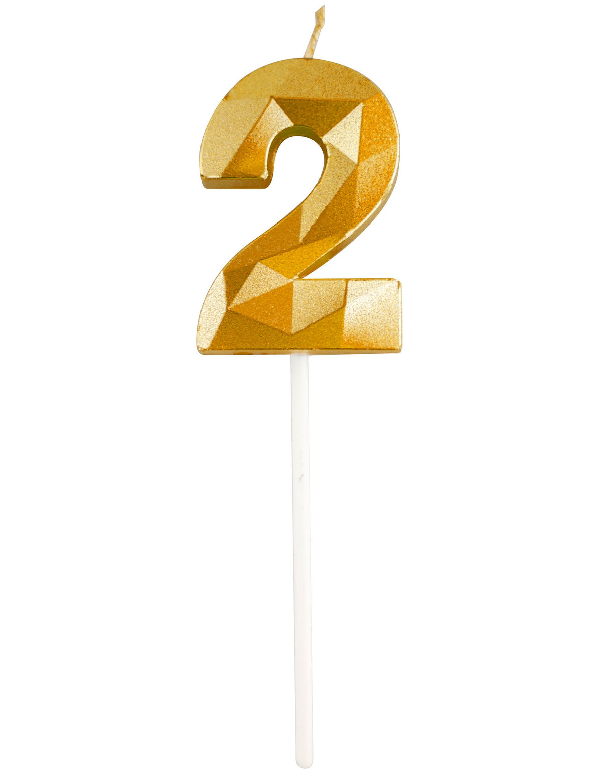 Détail du chiffre 2 de la bougie chiffre effet diamant pour anniversaire