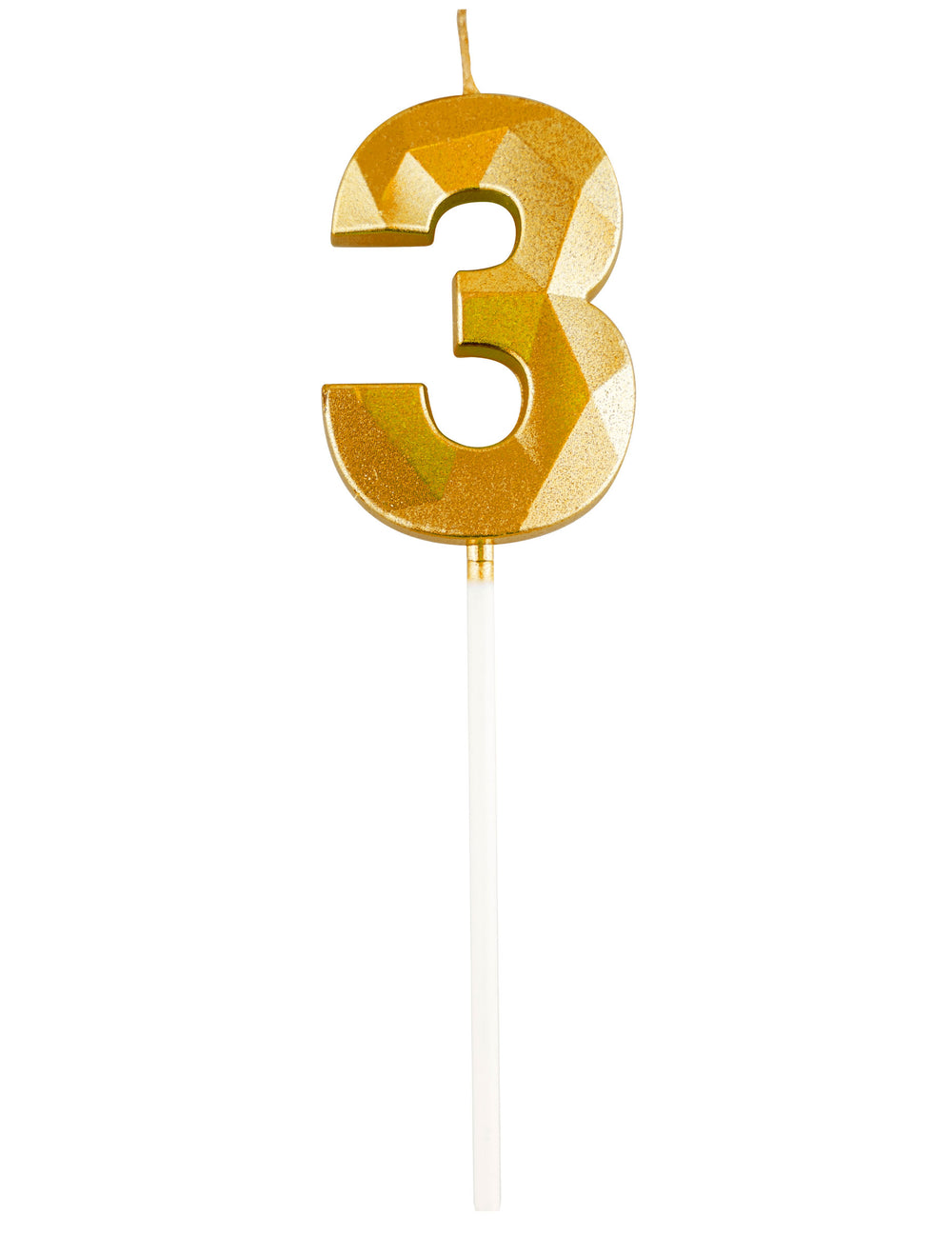 Détail du chiffre 3 de la bougie chiffre effet diamant pour anniversaire