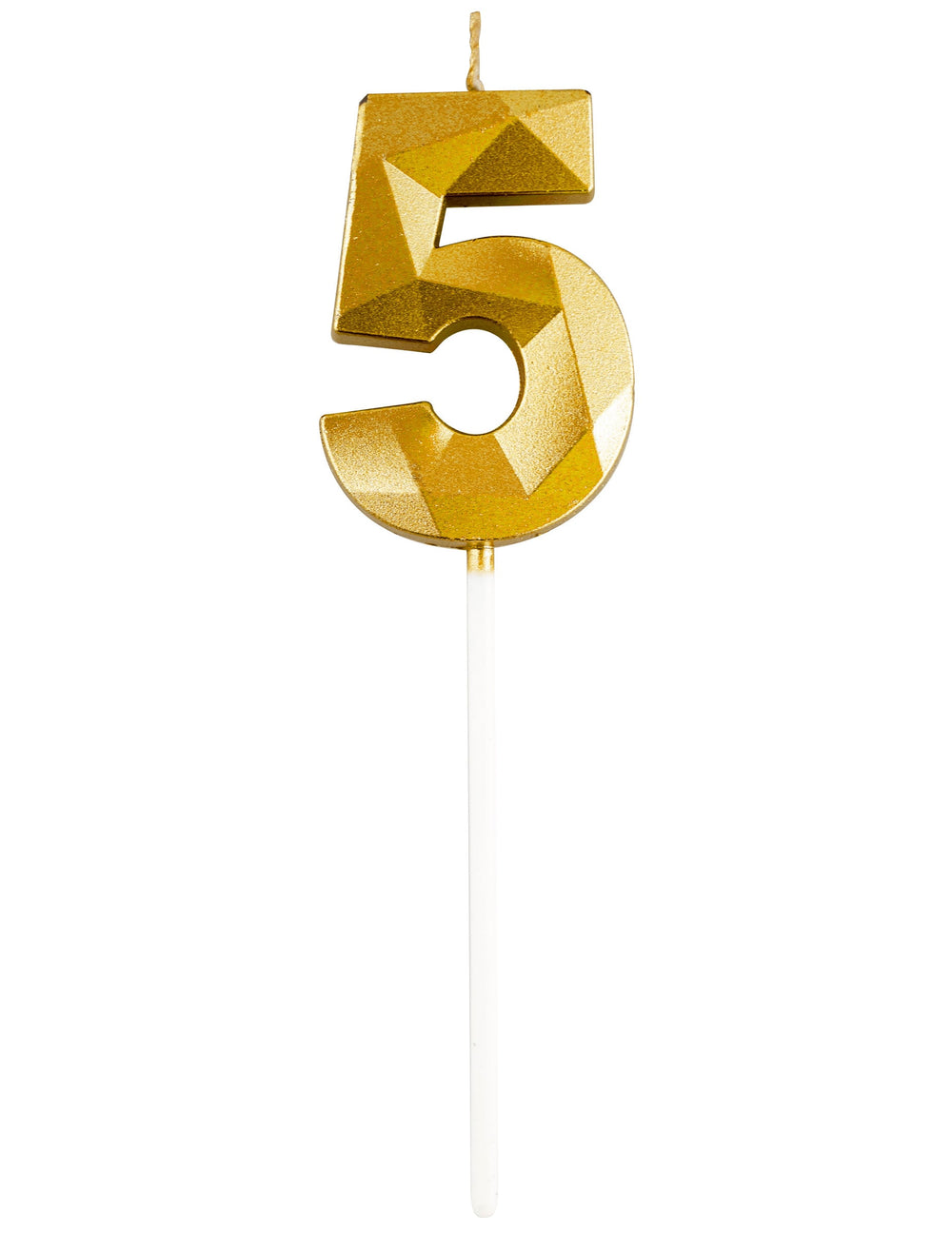 Chiffre 5 de la bougie chiffre pour anniversaire dorée effet diamant