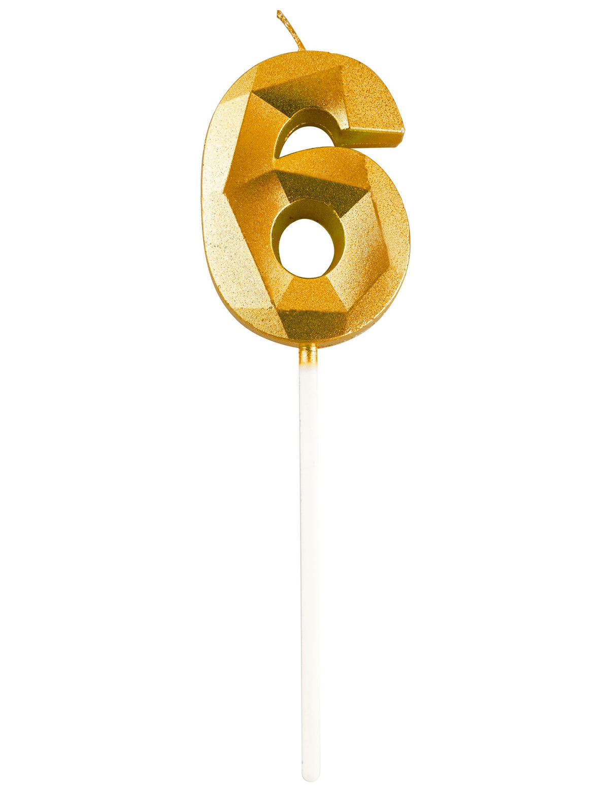Chiffre 6 de la bougie chiffre pour anniversaire dorée effet diamant