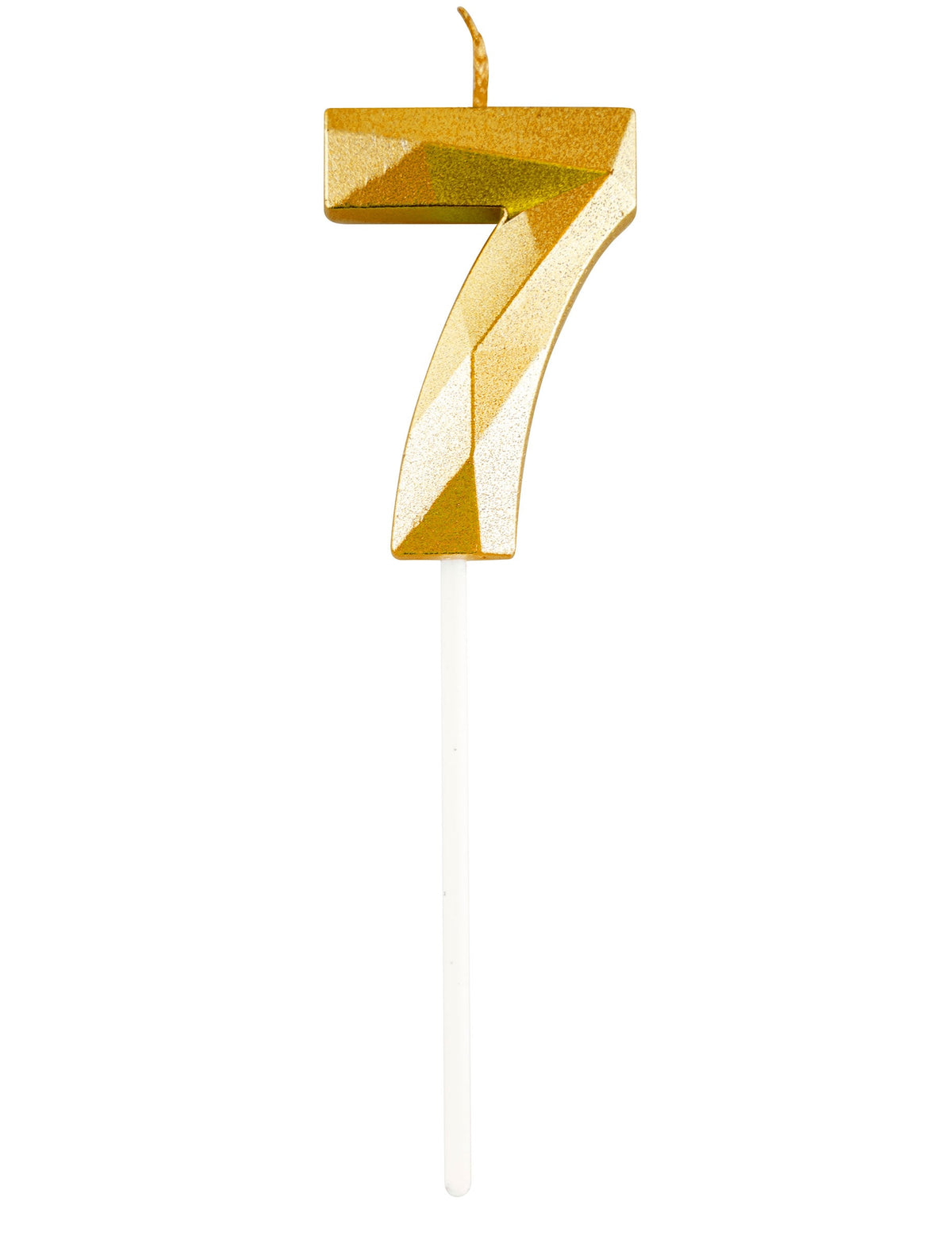 Chiffre 7 de la bougie chiffre pour anniversaire dorée effet diamant