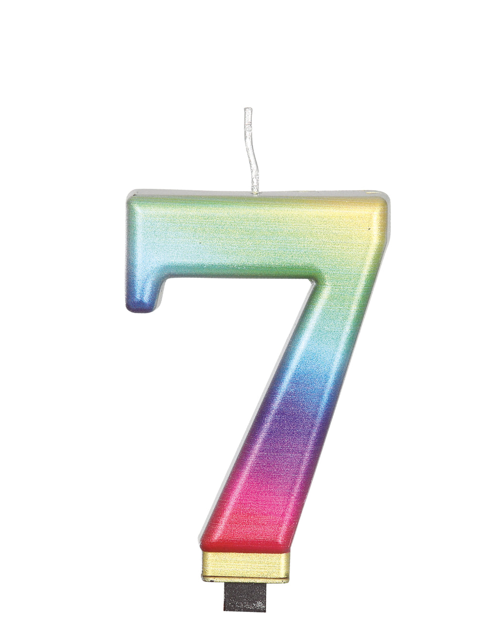 Vue du chiffre 7 de la bougie chiffre pour anniversaire multicolore