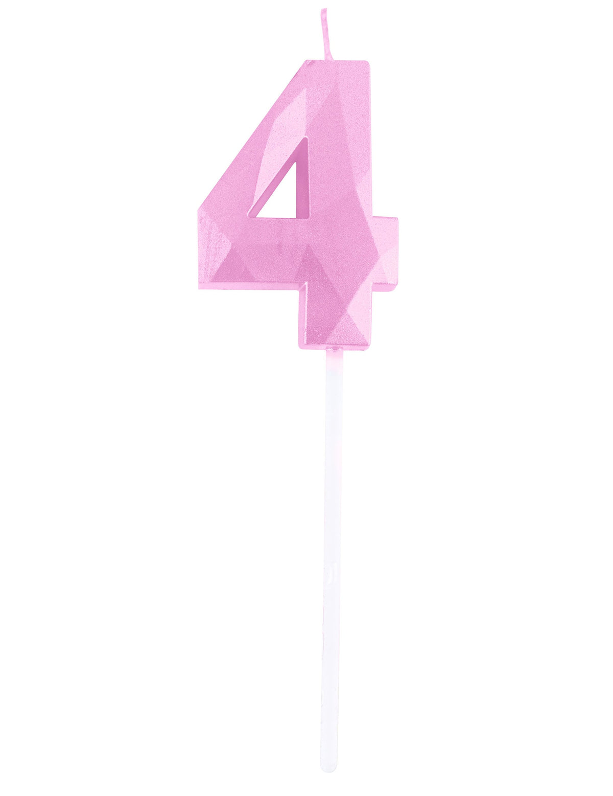 Détail du chiffre 4 de la bougie chiffre pour anniversaire rose pastel effet diamant