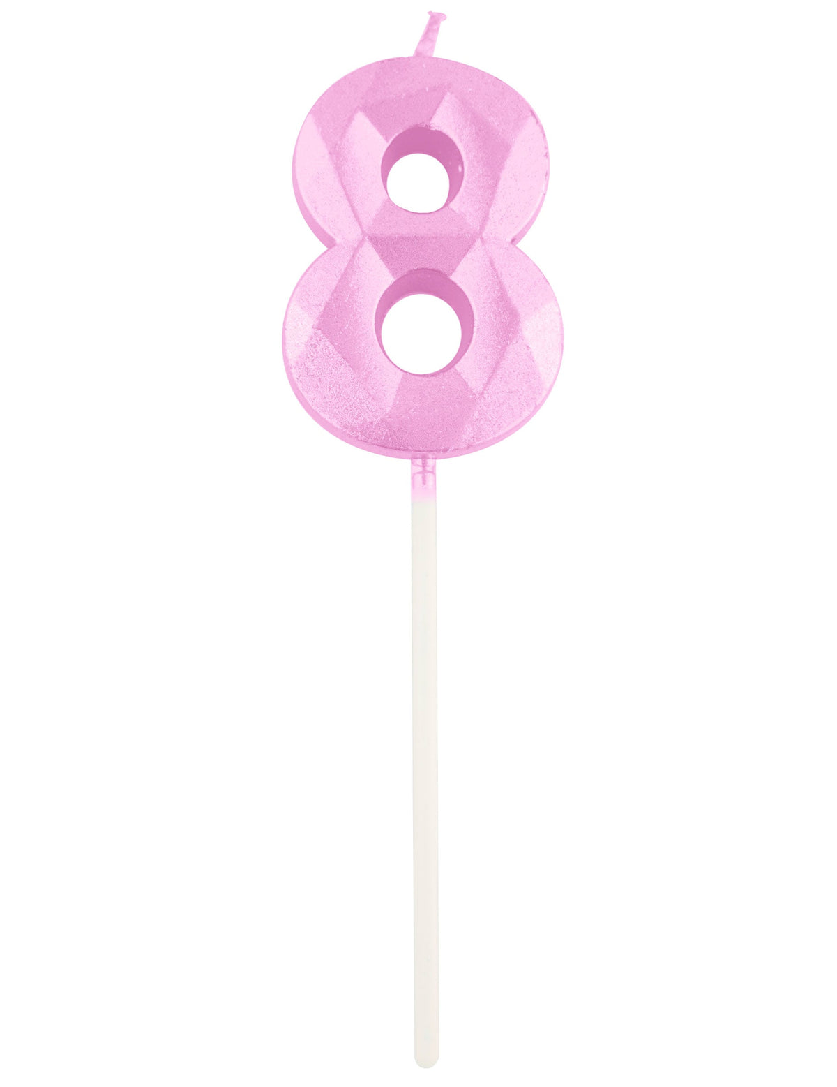 Bougie chiffre 8 pour anniversaire rose pastel effet diamant