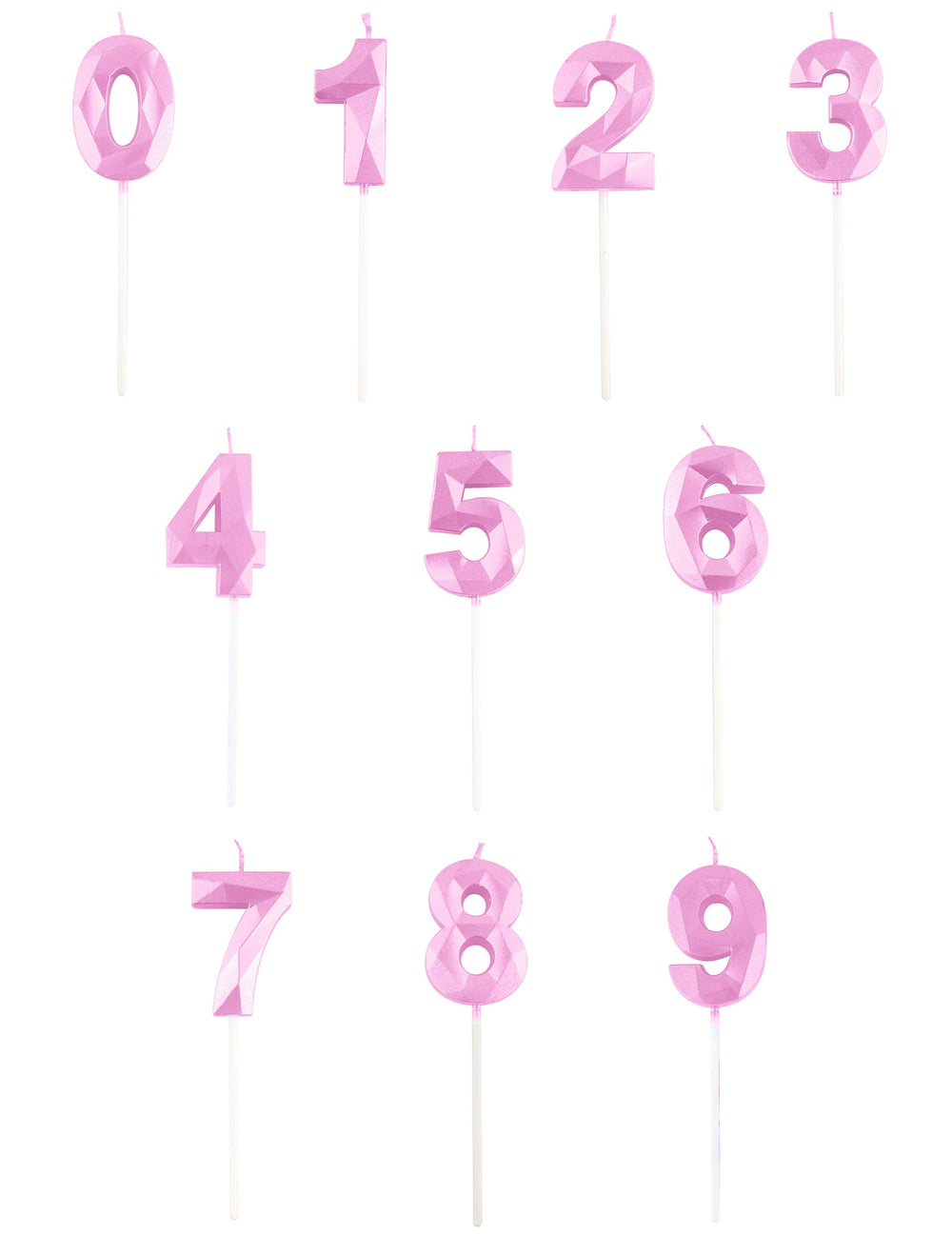 Bougie chiffre pour anniversaire rose pastel effet diamant