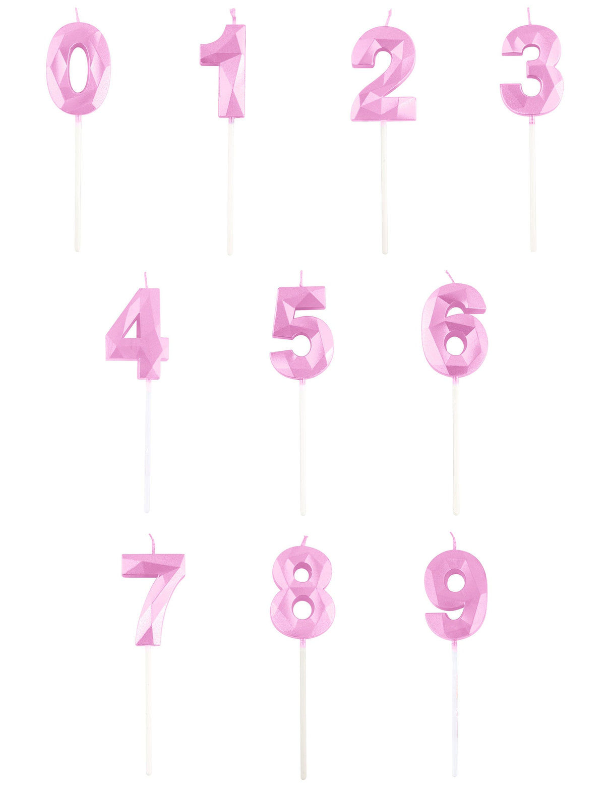 Bougie chiffre pour anniversaire rose pastel effet diamant