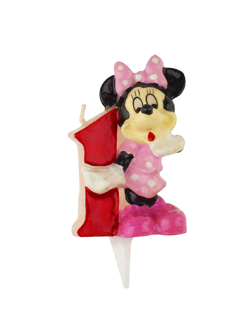 Lumânare cifră 1 Minnie pentru copil roz și roșu