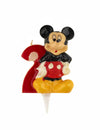 Bougie chiffre 2 Mickey pour enfant rouge et jaune
