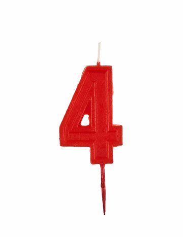 Lumânare cifră 4 roșie aniversară strălucitoare 