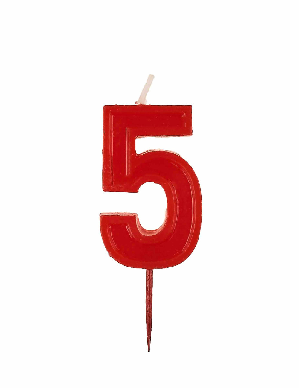Bougie chiffre 5 d'anniversaire pour gâteau rouge brillante