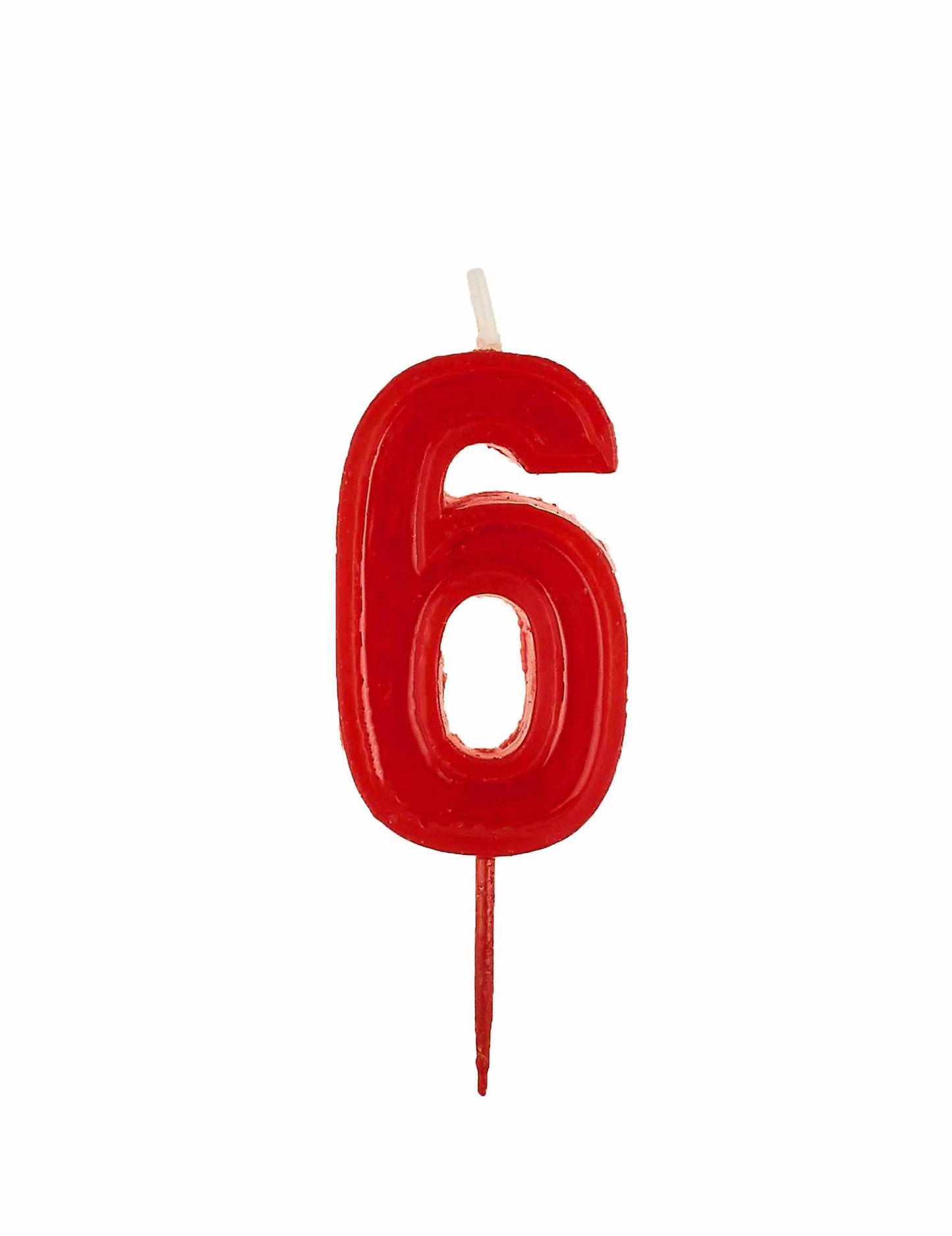 Lumânare cifră 6 roșie strălucitoare pentru aniversare 