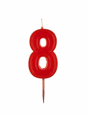 Lumânare cifră 8 roșie strălucitoare pentru aniversare 