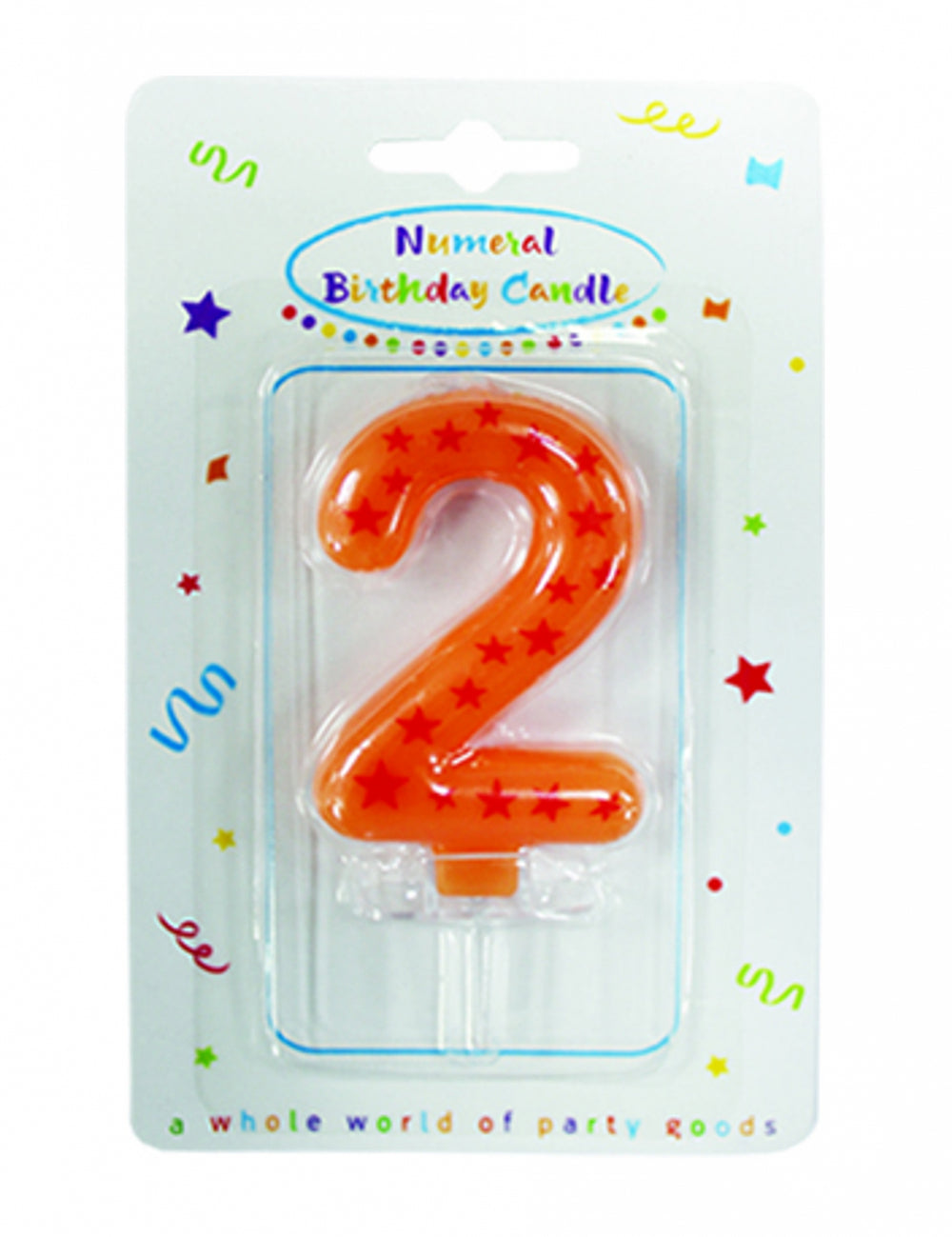 Numéro 2 orange de la bougie chiffre étoiles pour gâteau d'anniversaire