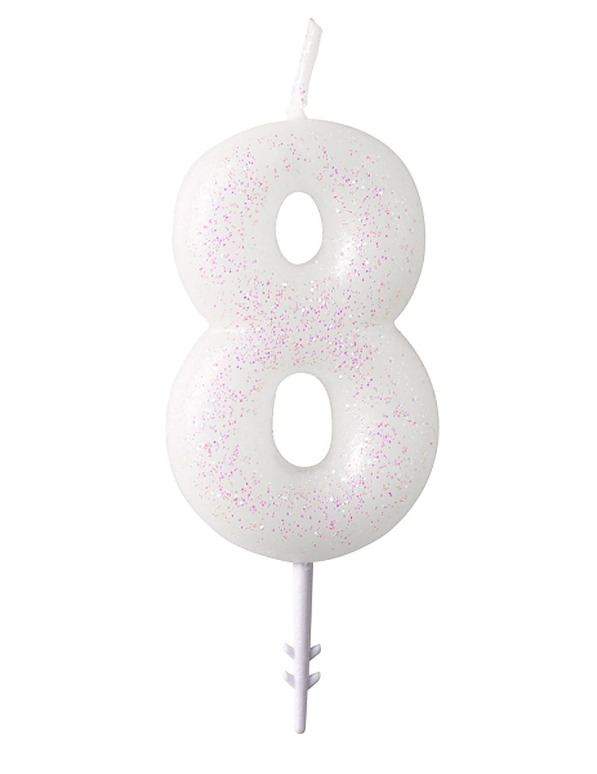 Chiffre 8 de la bougie chiffre blanche à paillettes