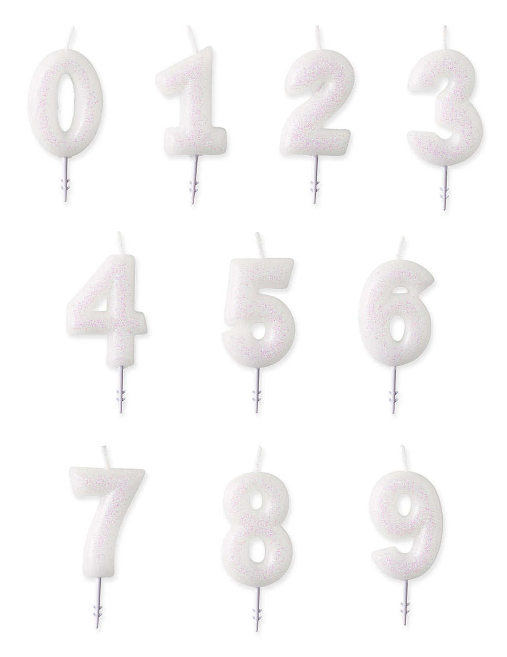 Bougie chiffre pour anniversaire blanche à paillettes